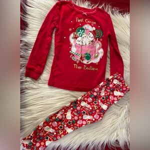 Festive Red Pajama Set with Holiday Print